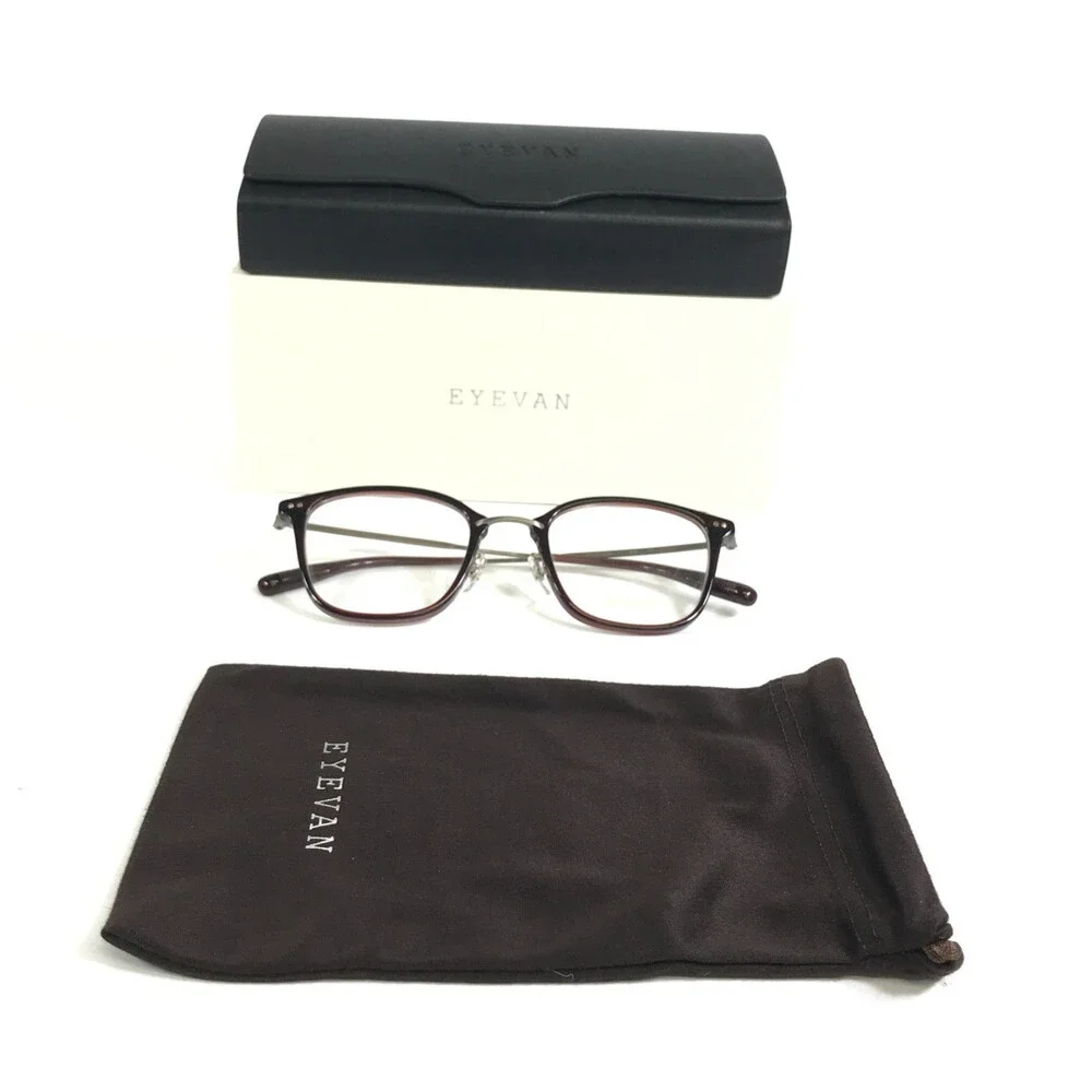 Eyevan Eyeglasses Frames MacDougal DBE Dark Burgundy Antique Gray 48-22-145